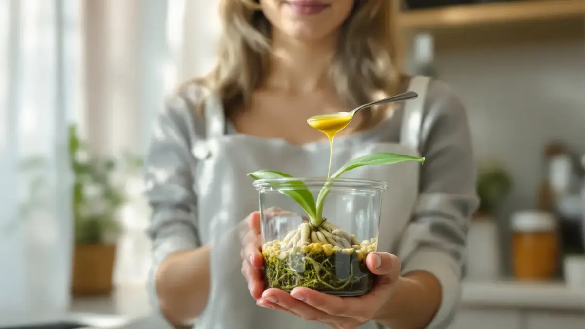 Een lepel van een keukeningrediënt op de wortels herstart de groei van de orchidee die men voor verloren houdt