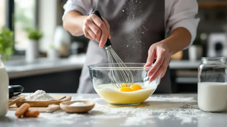 Koks die crêpes maken gebruiken deze eenvoudige beweging om een glad beslag zonder klontjes te krijgen